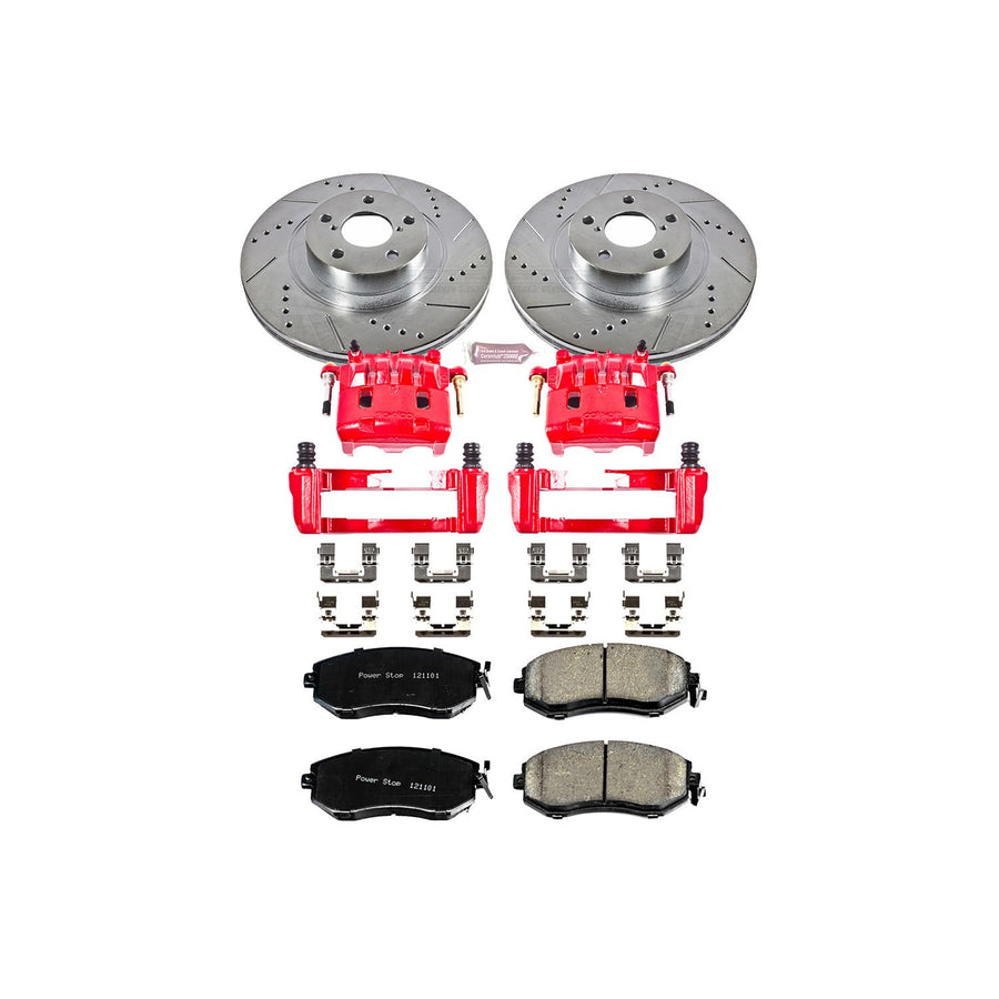 Power Stop Z23 Sport KC6082 1-Click Brake Kit with Powder Coated Calipers (Brake Pads, Drilled/Slotted Rotors) For Crosstrek, Forester, Impreza, Legacy, Outback, XV Crosstrek [Model Specific]
