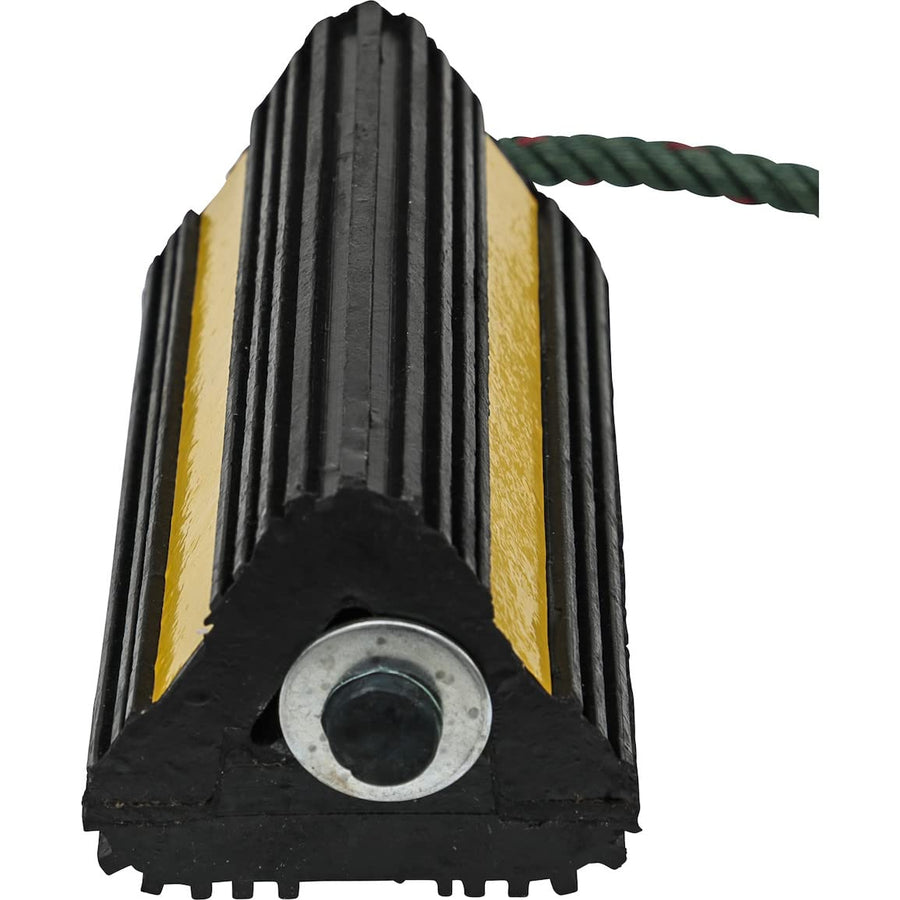 Heavy Duty Buyers Products WC24483 Wheel Chock Set – 4x4x8" Rubber Wheel Chocks with 36 Inch Nylon Rope, Rust & Chemical Proof, Reflective Tape, for Trucks, Utility Vehicles, Ground Support Equipment
