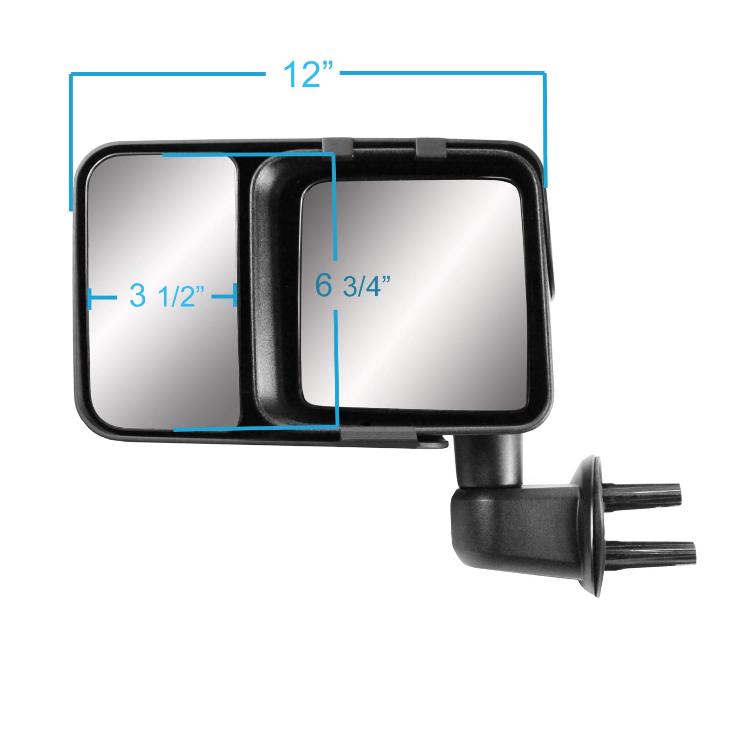 Custom Fit Snap & Zap Towing Mirror Pair - Fits ONLY 07-17 Jeep Wrangler, 2018 Wrangler JK Model