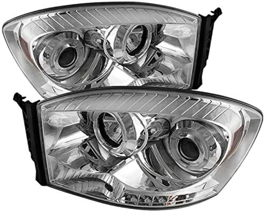 LED Halo Spyder Auto Projector Headlights Chrome/Clear 5010018