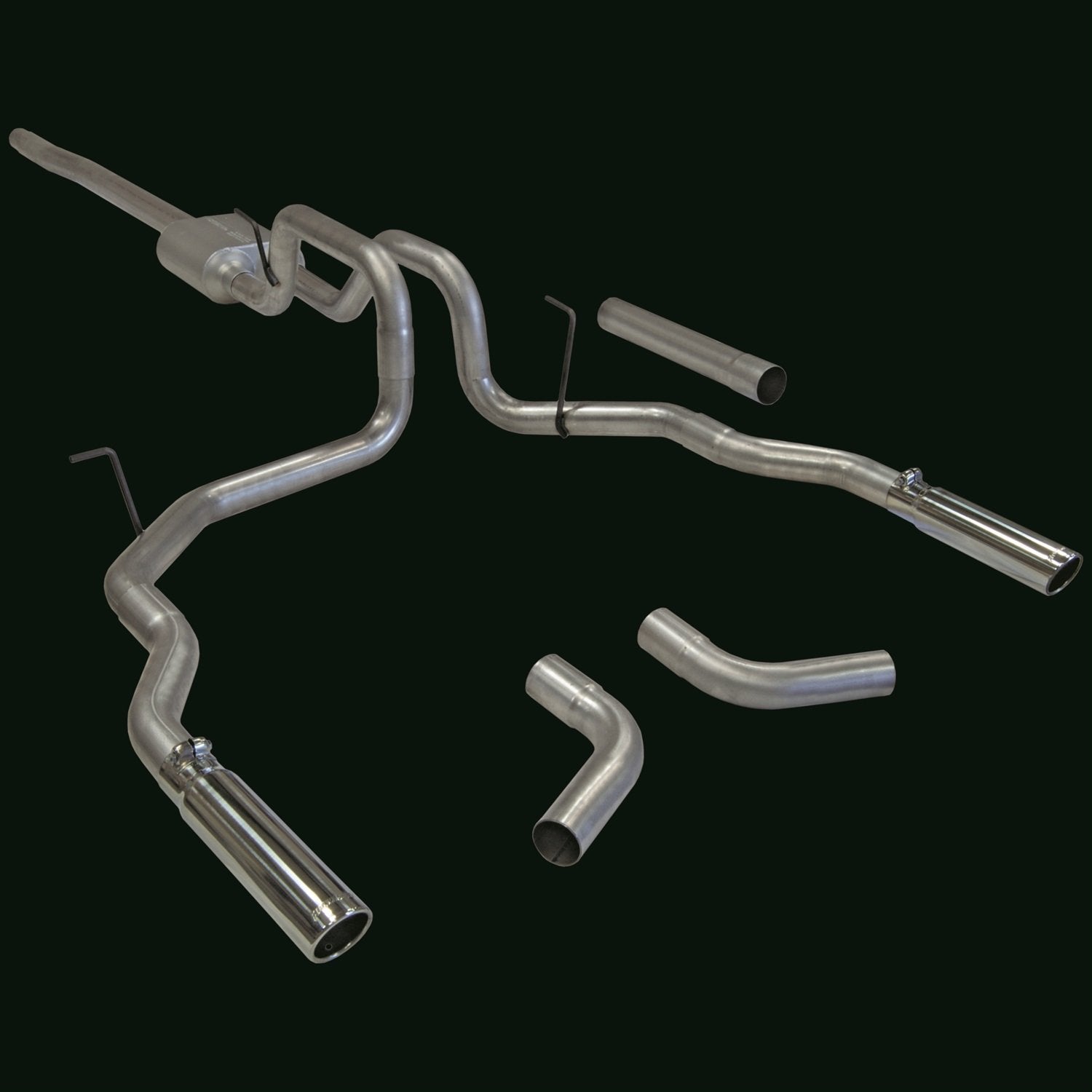 American Thunder Flowmaster 17417 Cat-Back Exhaust Kit 2.5 Inch Aluminized Steel 3 Inch Polished 304 Stainless Steel Tips Compatible with 2004-2008 Ford F-150 Lincoln Mark LT 4.6L 5.4L