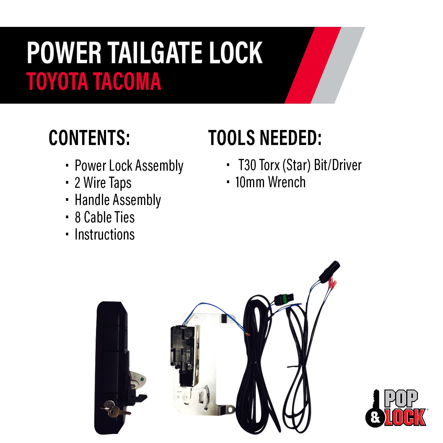 Power Tailgate Lock Pop & Lock PL8550 Black for Toyota Tacoma (Smart Lock Combo)