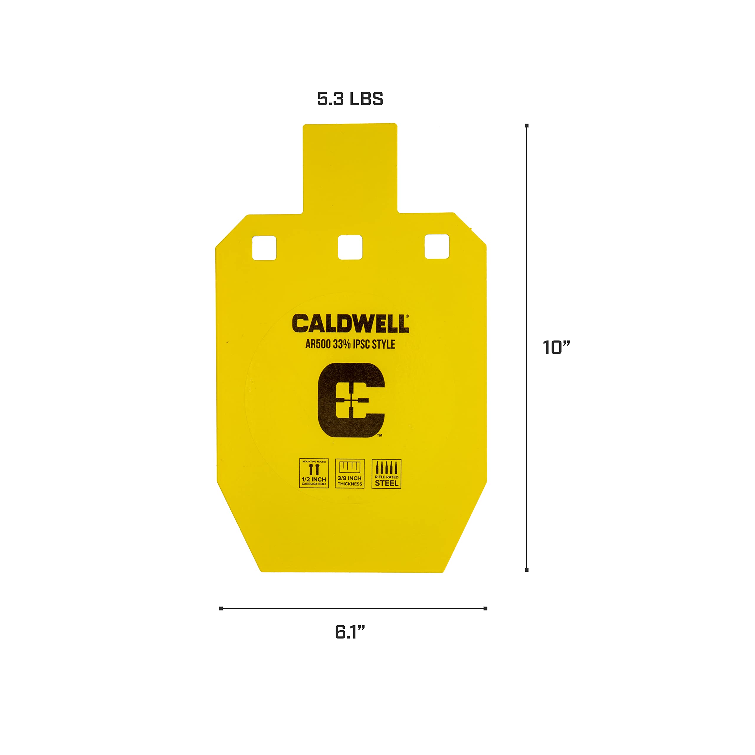 Caldwell AR500 High Caliber Steel Target 33% ISPC, 3/8" Thickness, Rifle Rated for Precision Shooting and Target Practice