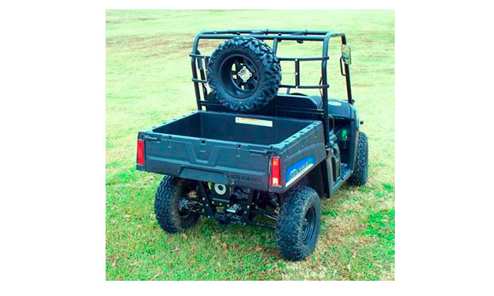 Power-Ride GREAT DAY Spare Tire Carrier - For Mid-Size UTVs With 42-53in Roll Bar Width - Black Powder-Coated Finish, UVPR775-STC-M/S