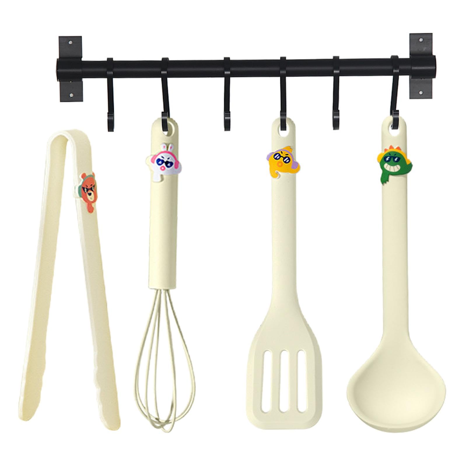 4 Pieces Silicone Kitchen Utensil Set, Non-Stick Heat Resistant Spatula with Whisk and Tongs, Kitchen Utensil Set for Frying