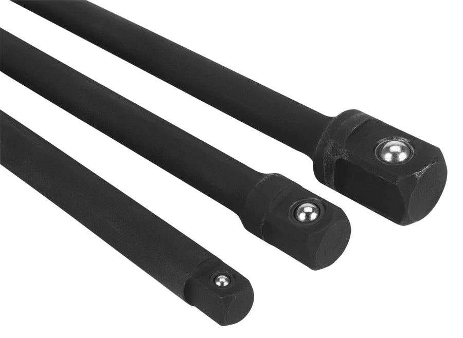 10-Inch Performance Tool W9052 Socket Adapter Set (3 Pieces) Chamfered Square Drive in 1/4, 3/8 and 1/2-Inch Drive Sizes, Ideal for Extending Reach and Flexibility of Power Tools and Hand Tools