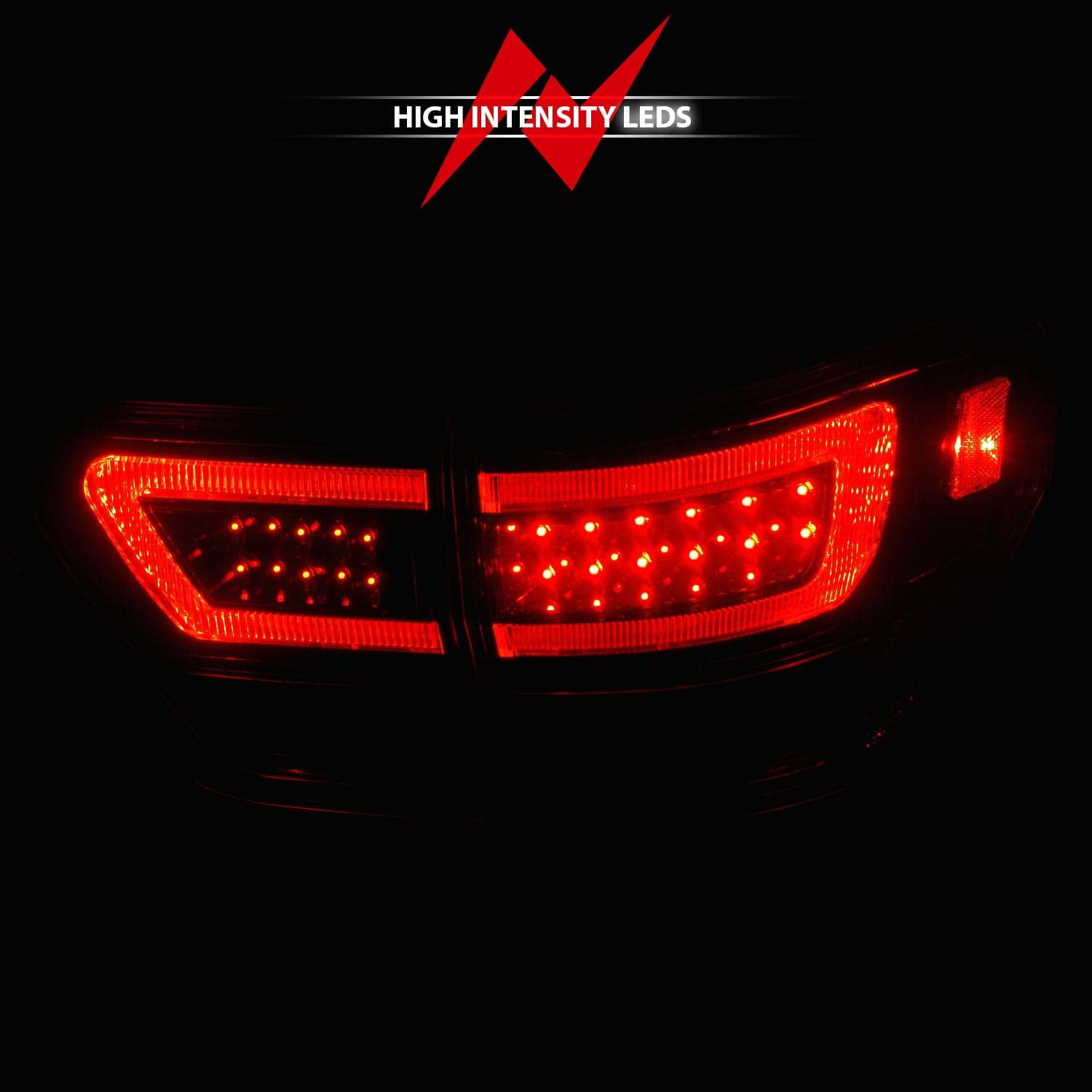 11-13 Jeep Grand Cherokee ANZO LED Taillights w/Lightbar Black Housing/Clear Lens 4pcs