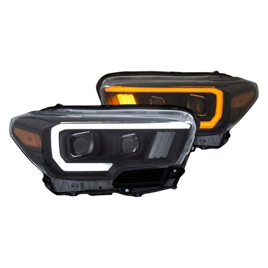 Projector Headlight Set Anzo USA 111397 w/Plank Style Switchback Black w/Amber w/LED DRL