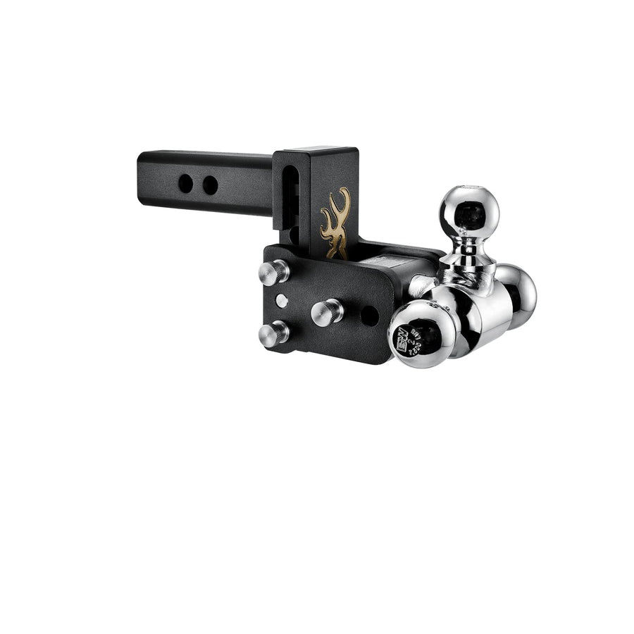 Browning Logo B&W Trailer Hitches Tow & Stow Adjustable Trailer Hitch Ball Mount - Fits 2" Receiver, Tri-Ball (1-7/8" x 2" x 2-5/16"), 3" Drop, 10,000 GTW - TS10047BB