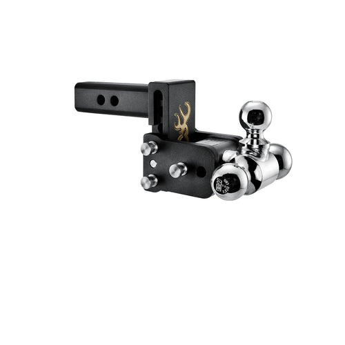 Browning Logo B&W Trailer Hitches Tow & Stow Adjustable Trailer Hitch Ball Mount - Fits 2" Receiver, Tri-Ball (1-7/8" x 2" x 2-5/16"), 3" Drop, 10,000 GTW - TS10047BB