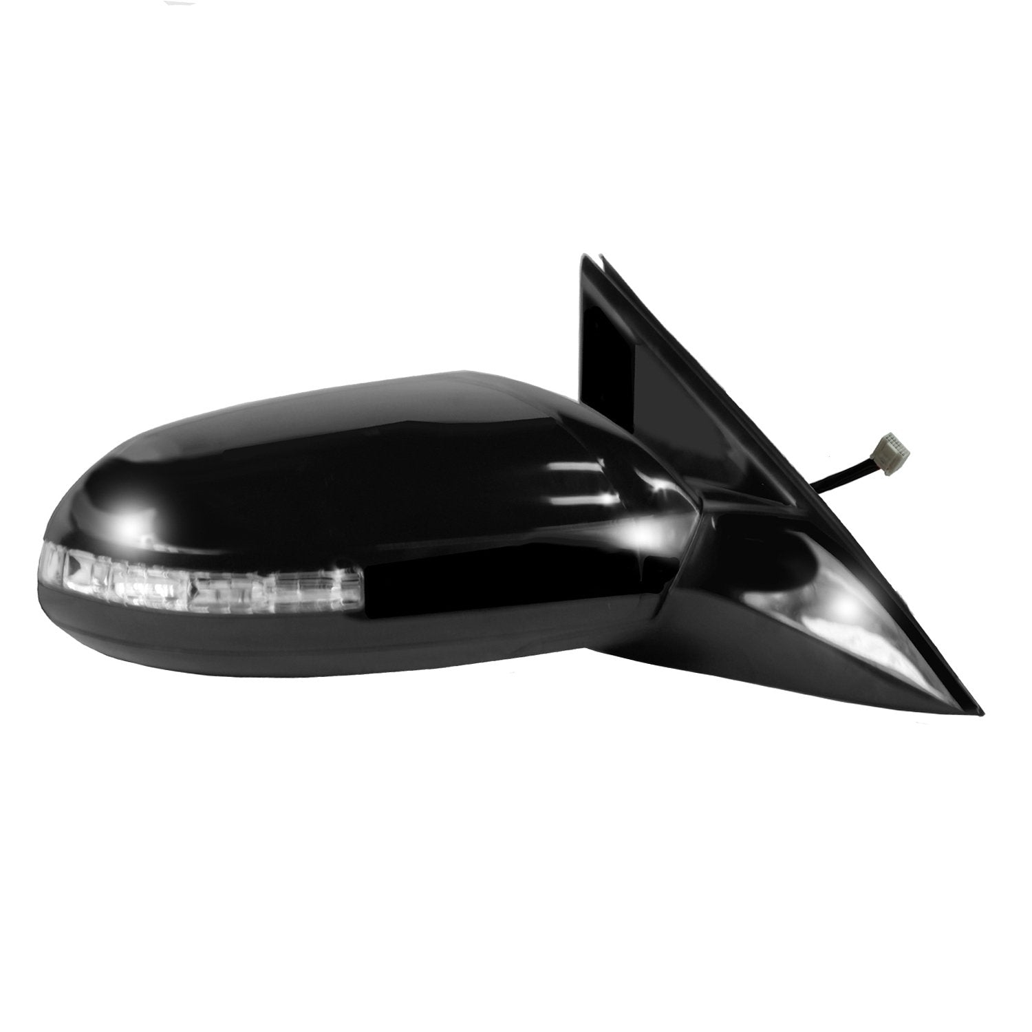 Mirror Passenger Side for Nissan Maxima, Black w/PTM Cover, w/Turn Signal, Memory, w/Premium pkg, w/Sport pkg, Foldaway, Heated Power