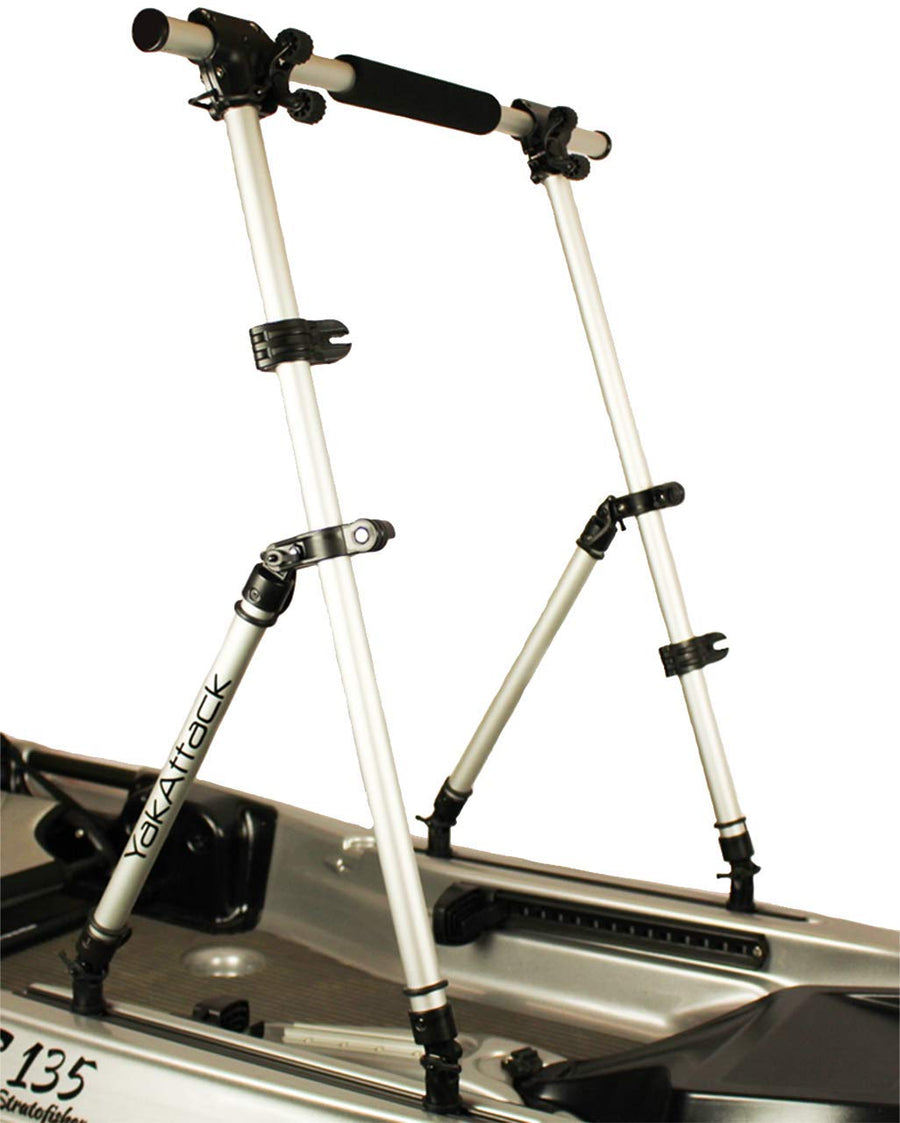 YakAttack Universal CommandStand Kayak Stand Assist Bar | Adjustable Width | Includes Paddle Holders & Accessory Mounts | Track or Flat Mount | Folding Frame | Made in USA