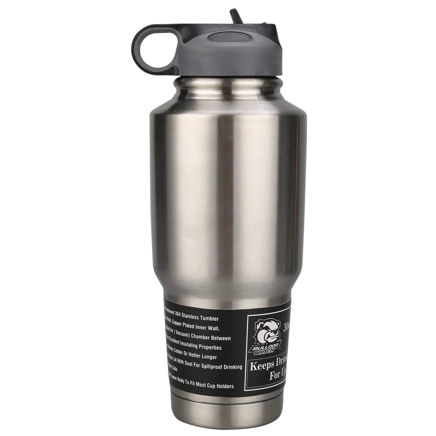304 Stainless Bulldog Winch 80052-30oz Tumbler Double Wall W/Screw On Flip Up Straw Lid