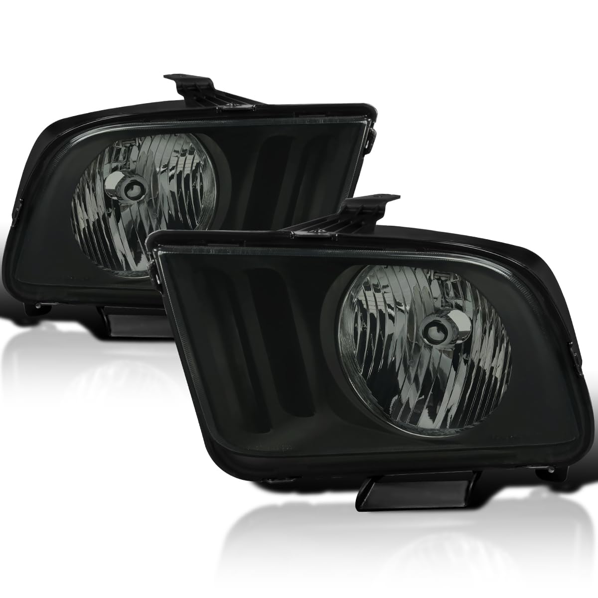 Smoke SPEC-D TUNING Headlights Compatible with 2005-2009 Ford Mustang GT, Left + Right Pair Headlamps Assembly