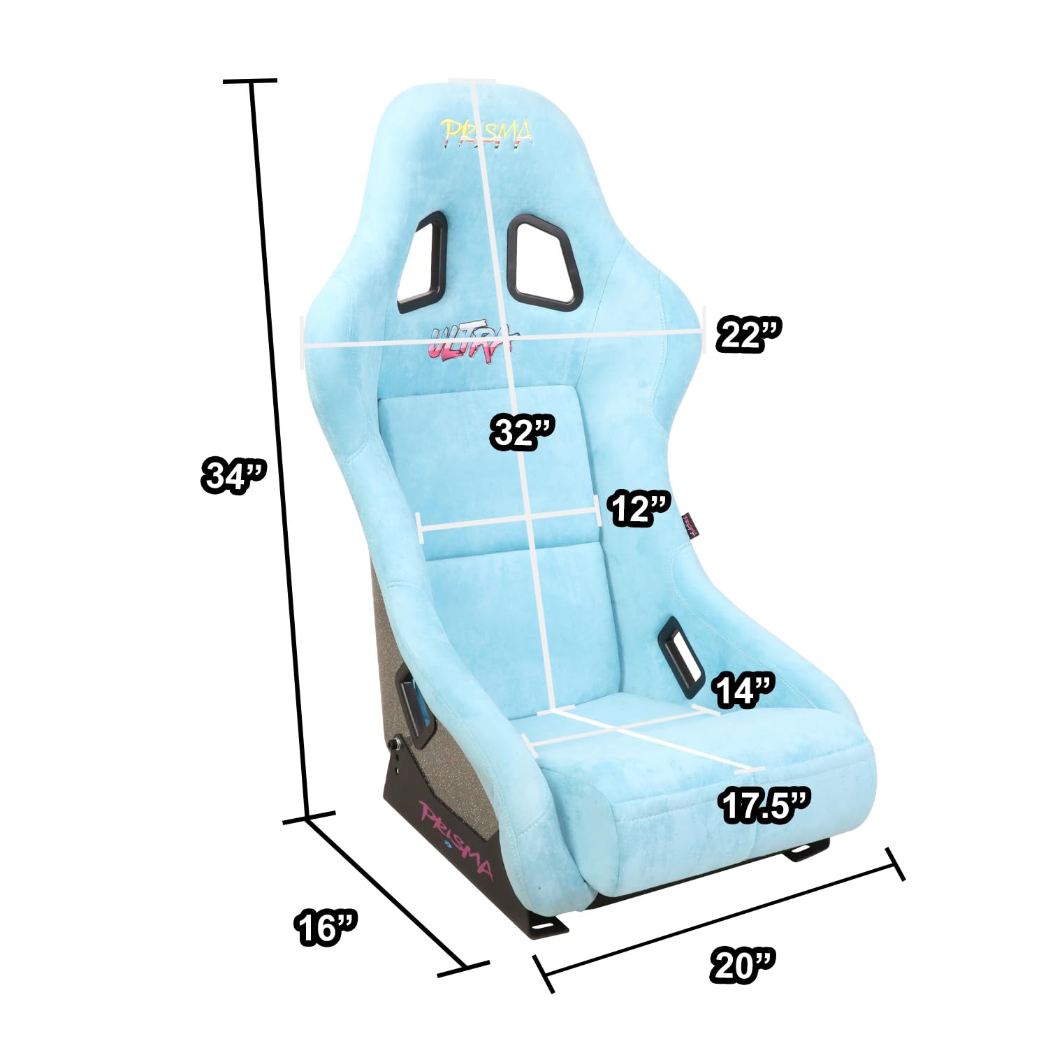 NRG Innovations FRP Bucket Seat NRG-FRP-303TL-ULTRA Teal Vegan Microfiber Material with Grey Pealized Back Plus Phone Pockets. (Medium)