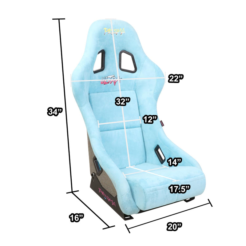 NRG Innovations FRP Bucket Seat NRG-FRP-303TL-ULTRA Teal Vegan Microfiber Material with Grey Pealized Back Plus Phone Pockets. (Medium)