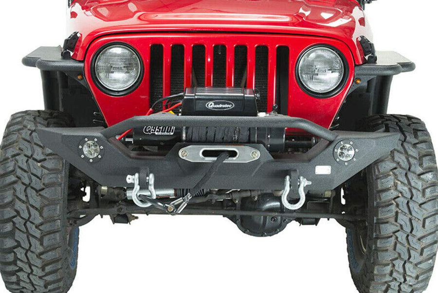 Offroad FISHBONE Jeep TJ/YJ Front Bumper W/LED's 87-06 Wrangler TJ/YJ Steel Black Textured Powercoat