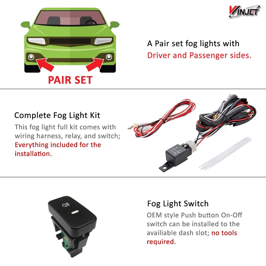 OEM Series Winjet for [2004-2005 Honda Civic] Driving Fog Lights + Switch + Wiring Kit