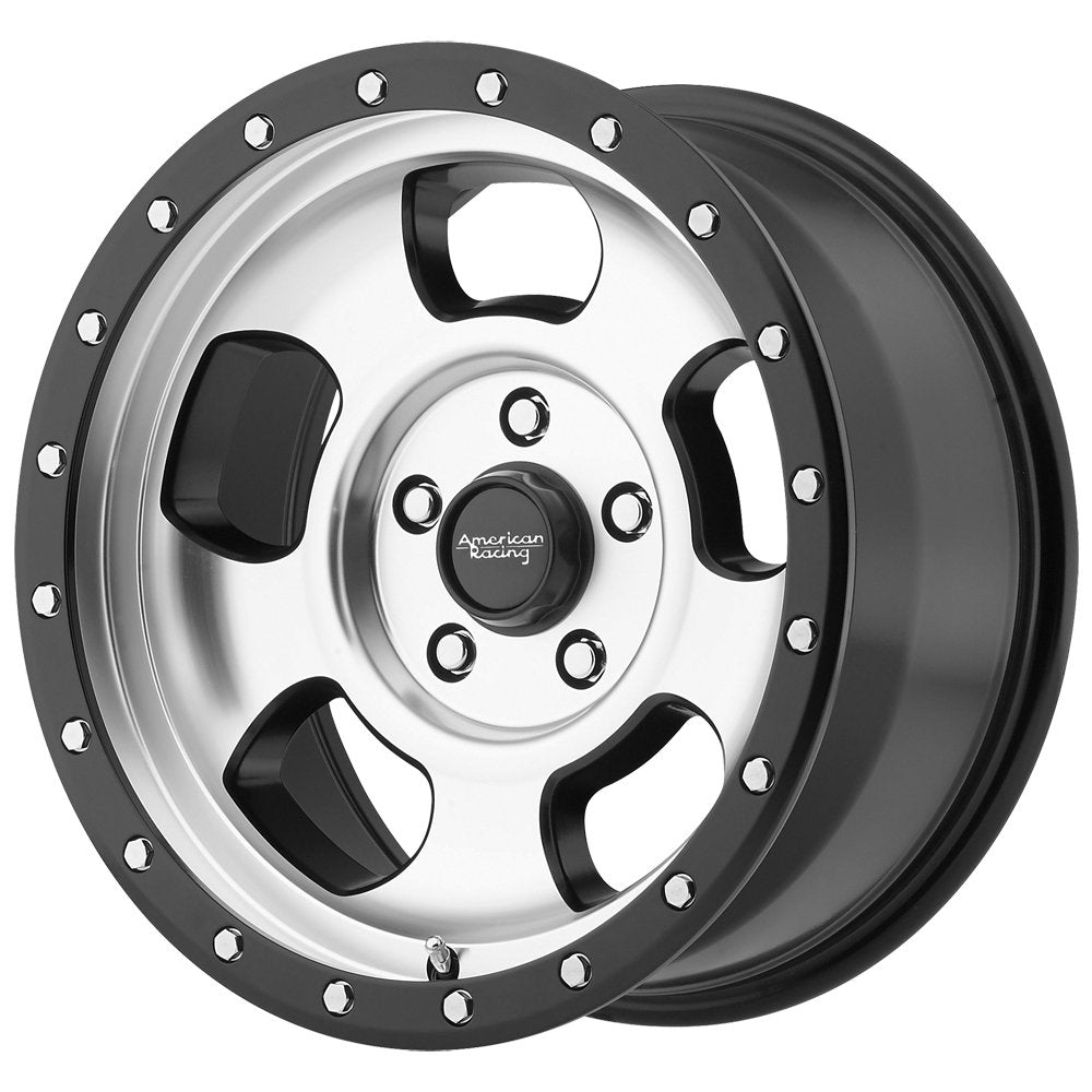 AR969 American Racing Ansen Off Road Wheel with Machined Finish and Satin Black Ring (17x8"/5x139.70mm, 0 offset)