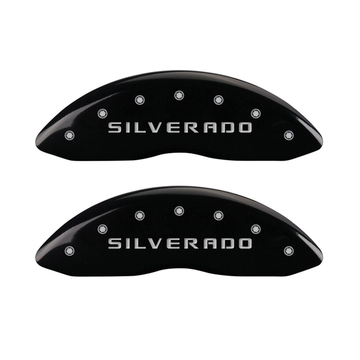 Silverado MGP Caliper Covers 14004SSILBK Black Caliper Covers - Engraved Front & Rear44; Set of 4