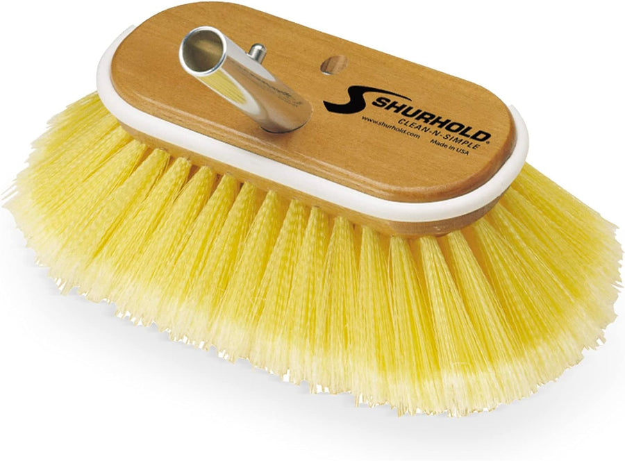 Classic Shurhold 6" Soft Bristle Boat Deck Brush, Safe for Use on Gelcoat, Fiberglass and Painted Surfaces, Attachable to Any Handle