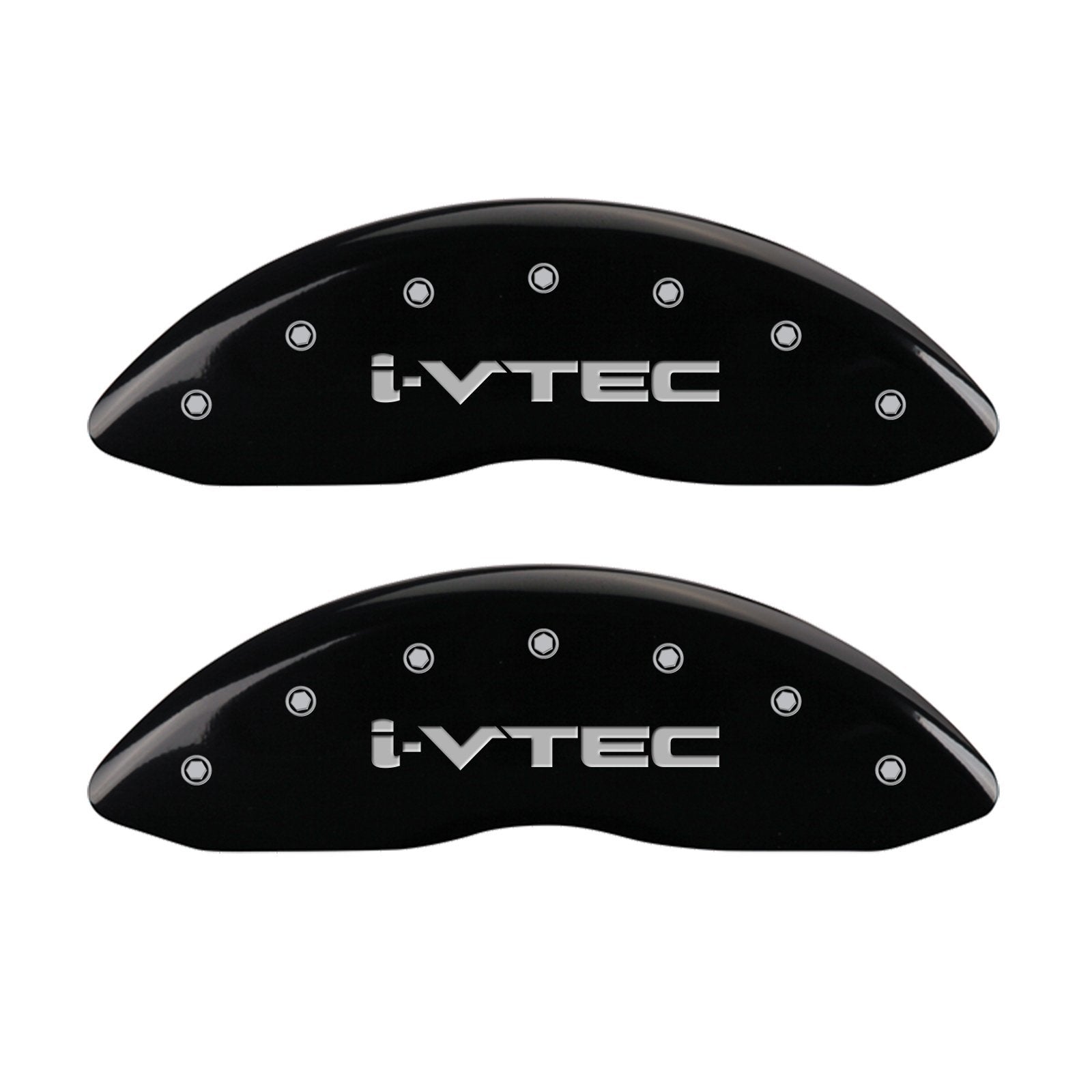 MGP Caliper Covers Front and Rear 20219SIVTBK Black Powder Coat Finish, Set of 4 (i-Vtec Silver Characters, Engraved)