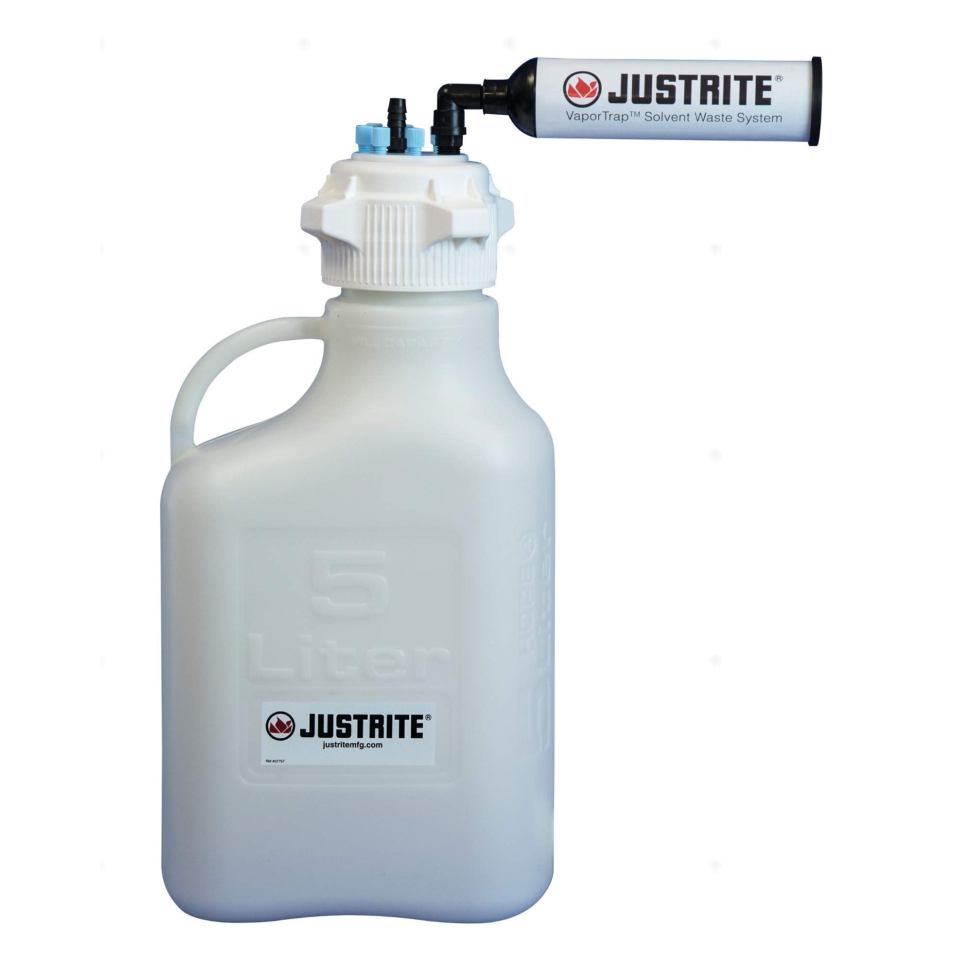 VaporTrap Justrite 12806 Carboy with Filter Kit, 83mm, 5L, 7 Ports