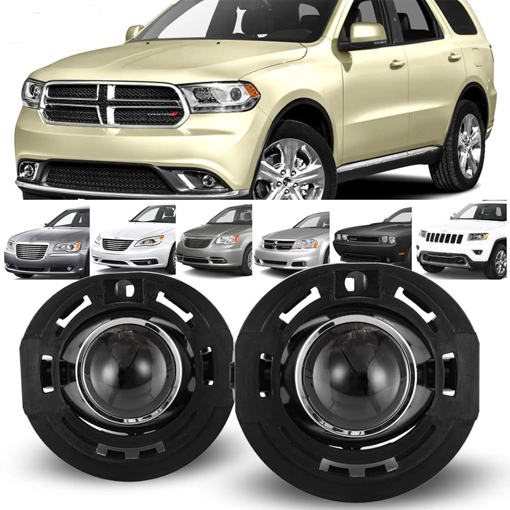 Bumper Fog Light Winjet for 2014-2021 Jeep Grand Cherokee 14 Compass/Patriot, for Chrysler 200/300 Town & Country Avenger Challenger Dart Durango Compass Grand Cherokee Driving Fog Lamps Pair