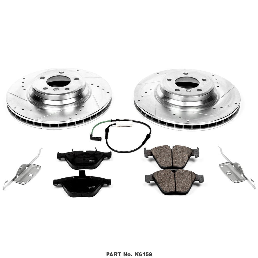 Power Stop K6159 Z23 Carbon Fiber Brake Pads with Drilled & Slotted Brake Rotors Kit Front