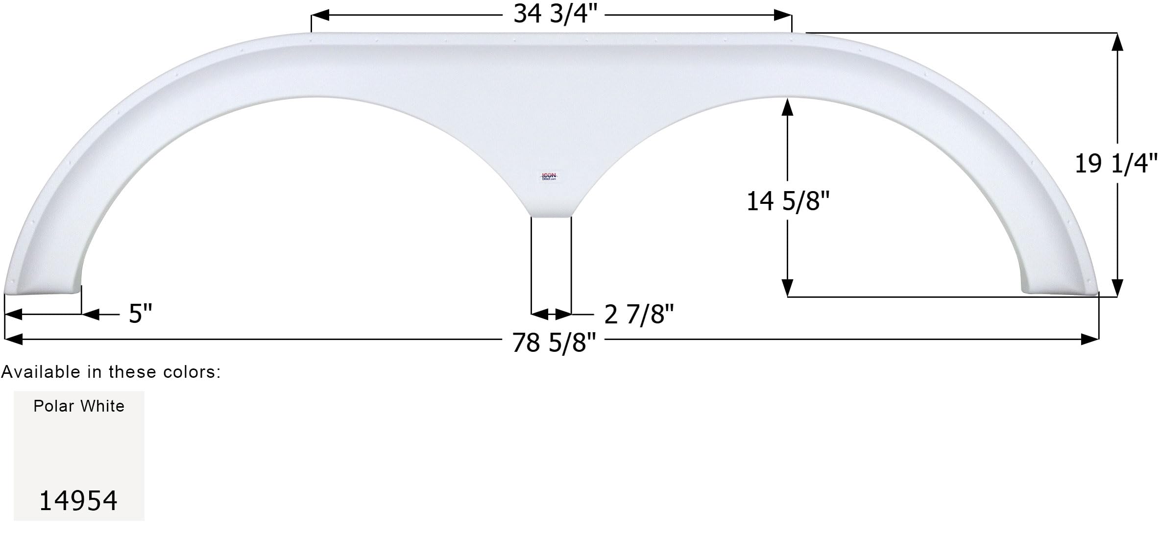 Tandem Axle Fender Skirt Icon 14954 FS4954 for Forest River - Polar White