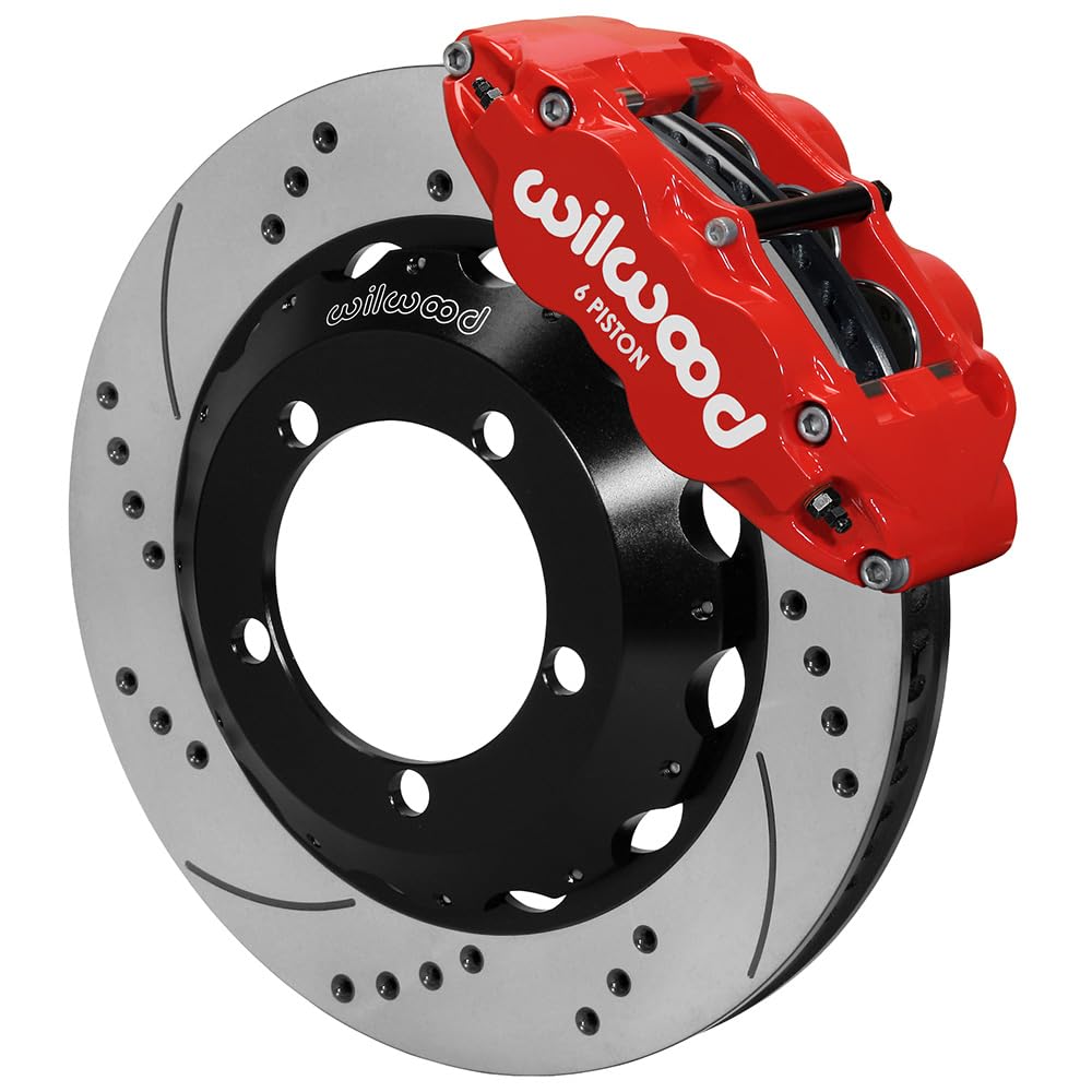 WILWOOD 140-13330-DR KIT,FRONT,76-77DANA 44,FORD BRONCO,14.00 ROTOR,FNSL,DISC SPINDLE,DRILLED,RED,W/LINES