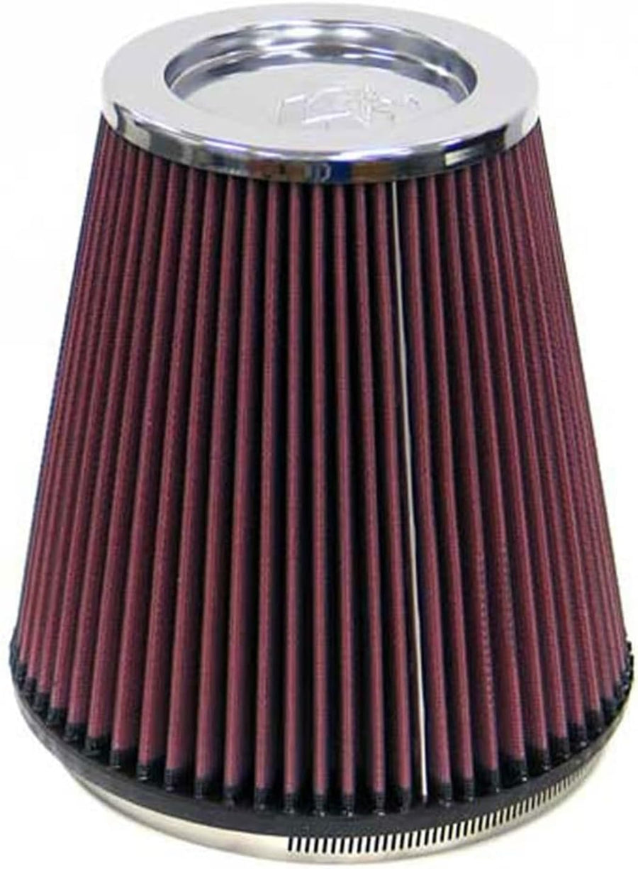 High-Flow K&N Original Lifetime Universal Clamp-On Air Filter: High Performance, Premium, Washable: Flange Diameter: 6 In, Filter Height: 8 In, Flange Length: 0.625 In, Shape: Round Tapered, RF-1044
