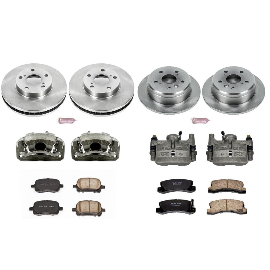 Power Stop Autospeciality KCOE2713 Replacement Front and Rear Caliper Kit- OE Rotors, Ceramic Brake Pads, Calipers For Lexus ES300, Toyota Camry, Toyota Solara [Model Specific]