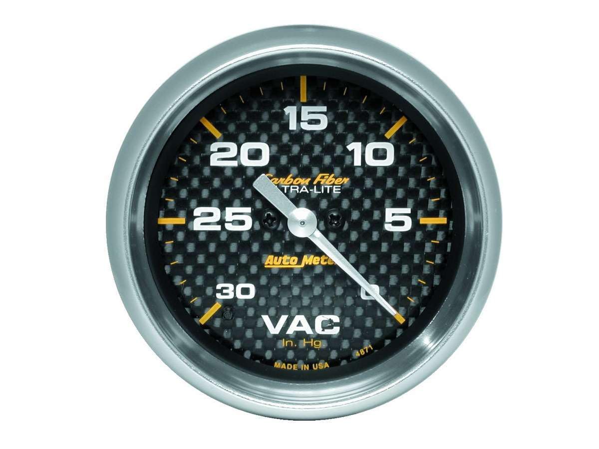 Carbon Fiber Auto Meter 4871 Electric Vacuum Gauge