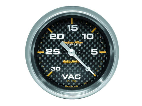 Carbon Fiber Auto Meter 4871 Electric Vacuum Gauge