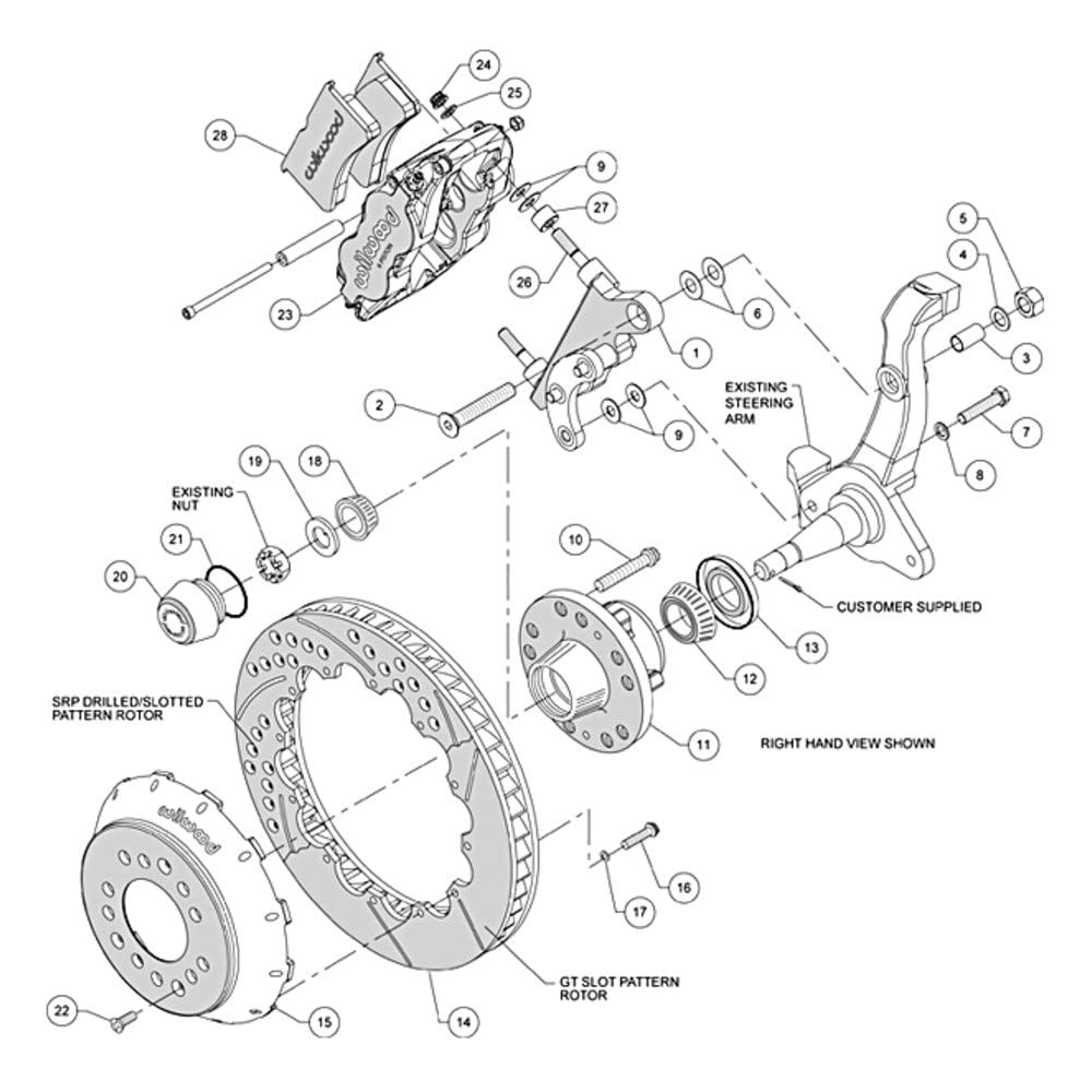 Front Hub Kit FNSL6R, 14.00", Drilled
