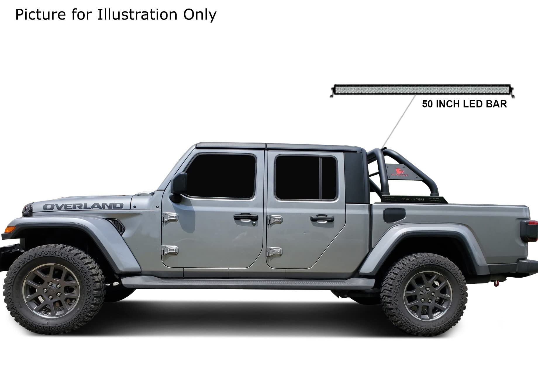 Black Horse Roll Bar Classic Black Includes 40" Led Light Bar Compatible with 2020-2024 Jeep Gladiator-RB09BK-KIT