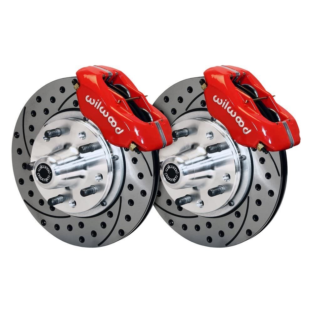 FDL Front Kit, WILWOOD 140-12305-DR, 11.00", Drill-Red Heidts Tri -5, 2 inch Drop Spindle