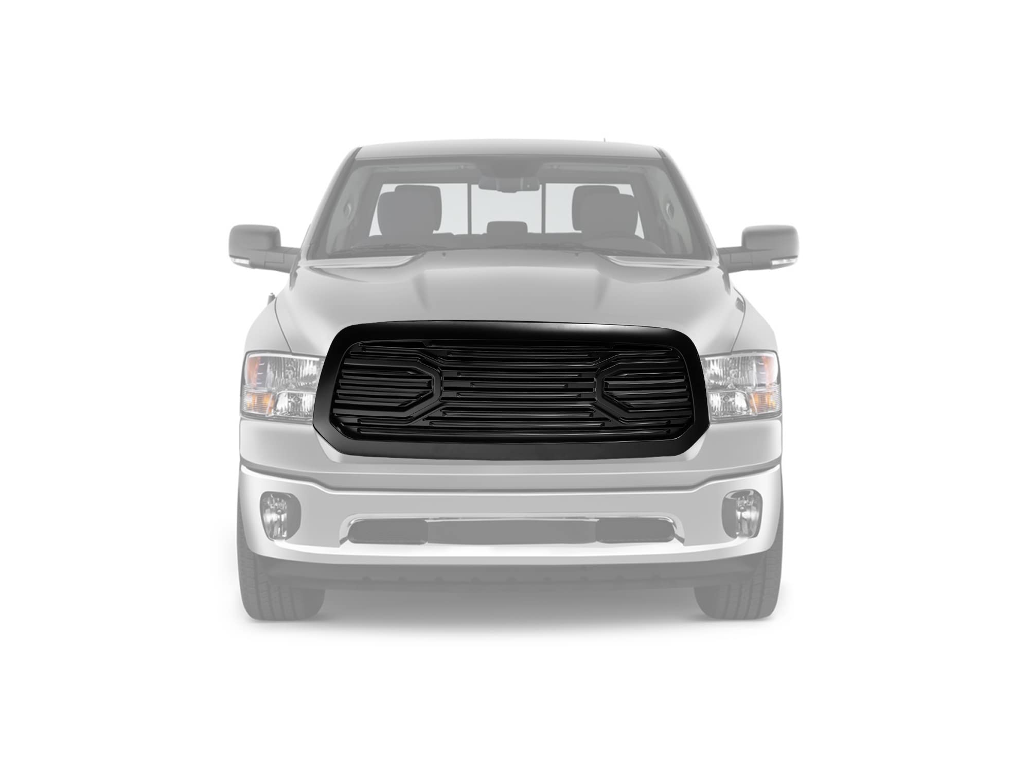 Big Horn Armordillo USA 7178403 Horizontal Front Hood Grille - Matte Black Fits 2013-2018 Dodge Ram 1500