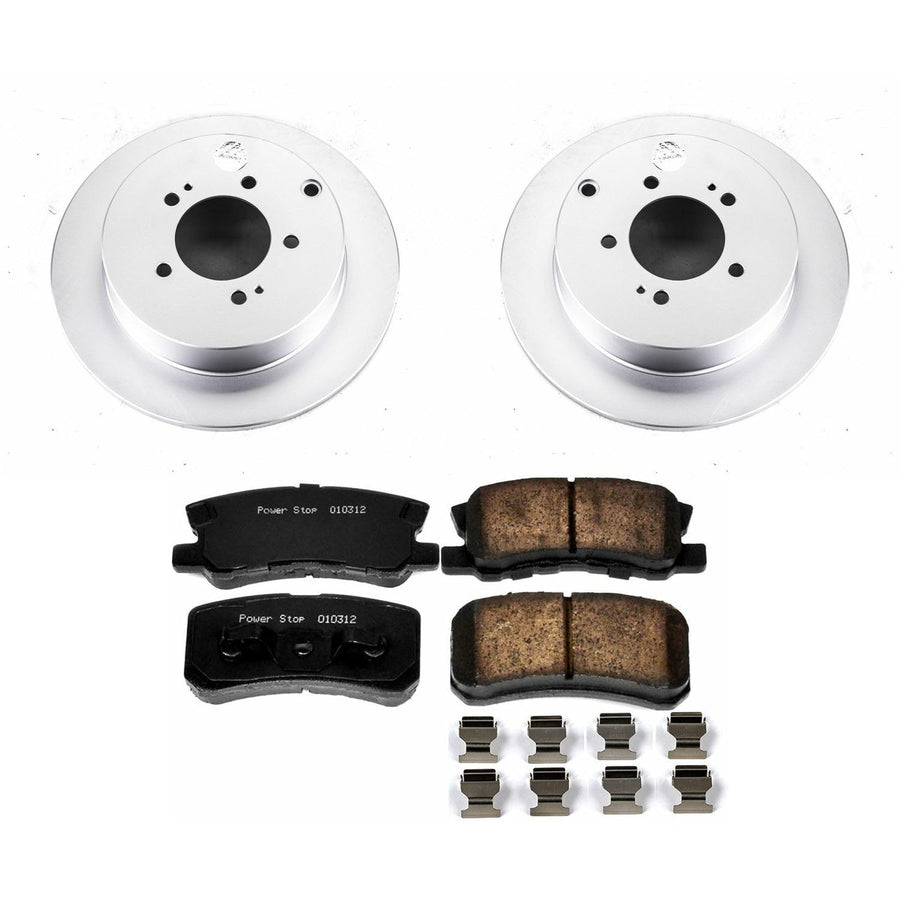 Power Stop Coated Brake Rotor CRK5499 & Ceramic Brake Pads- rear For Mitsubishi Lancer 2009-2015, Mitsubishi Outlander 2007-2013 [Model Specific]