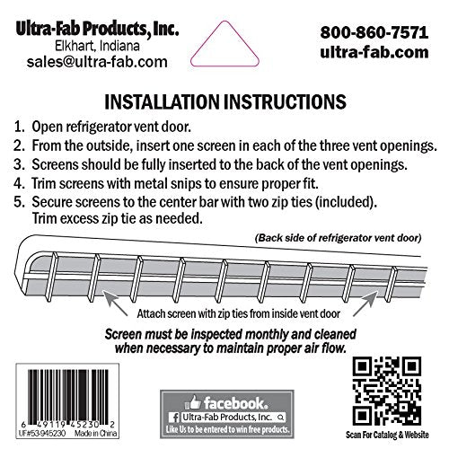 Ultra-Fab UF Bug Stopper Screen for RV Refrigerator Outside Vents 53-945230