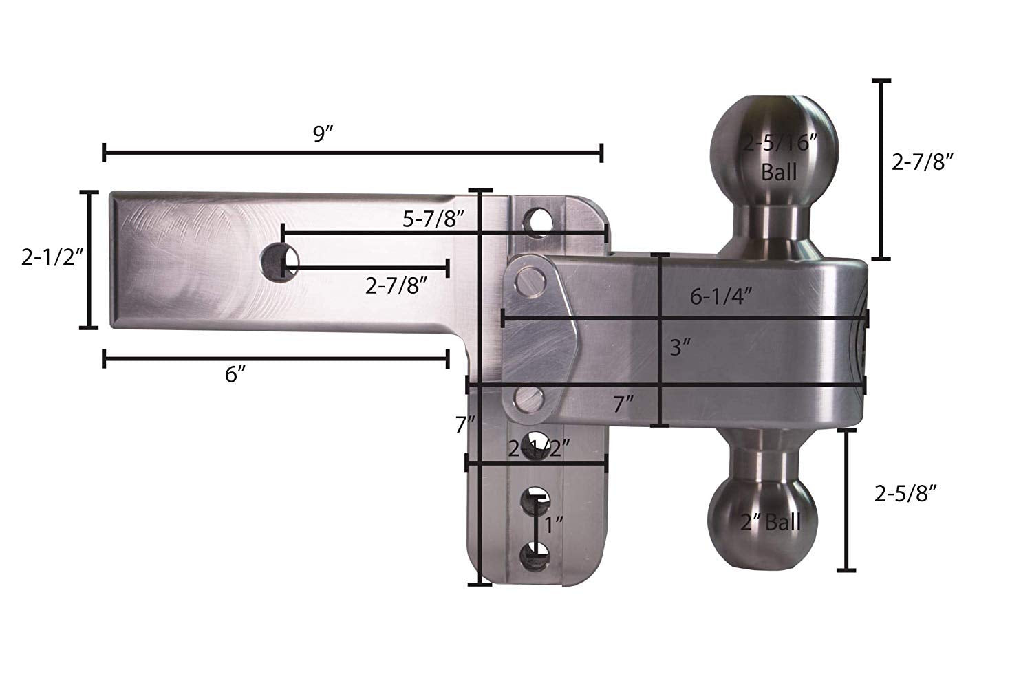 Drop Hitch Receiver Weigh Safe LTB4-2.5-CER-BLA: 2.5 Inches Adjustable