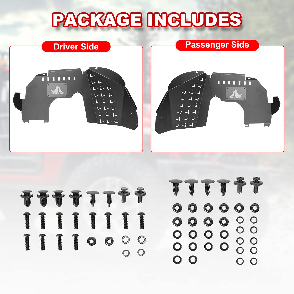 WOLFSTORM Inner Fender Liners Front Kit for 2019 2020 2021 2022 2023 Jeep Gladiator, Front Fender Flares Liner for Gladiator 1 Pair, Black Rust Proof Coat, Passenger and Driver Side (Front)