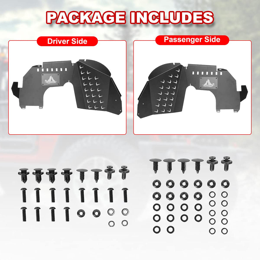 WOLFSTORM Inner Fender Liners Front Kit for 2019 2020 2021 2022 2023 Jeep Gladiator, Front Fender Flares Liner for Gladiator 1 Pair, Black Rust Proof Coat, Passenger and Driver Side (Front)