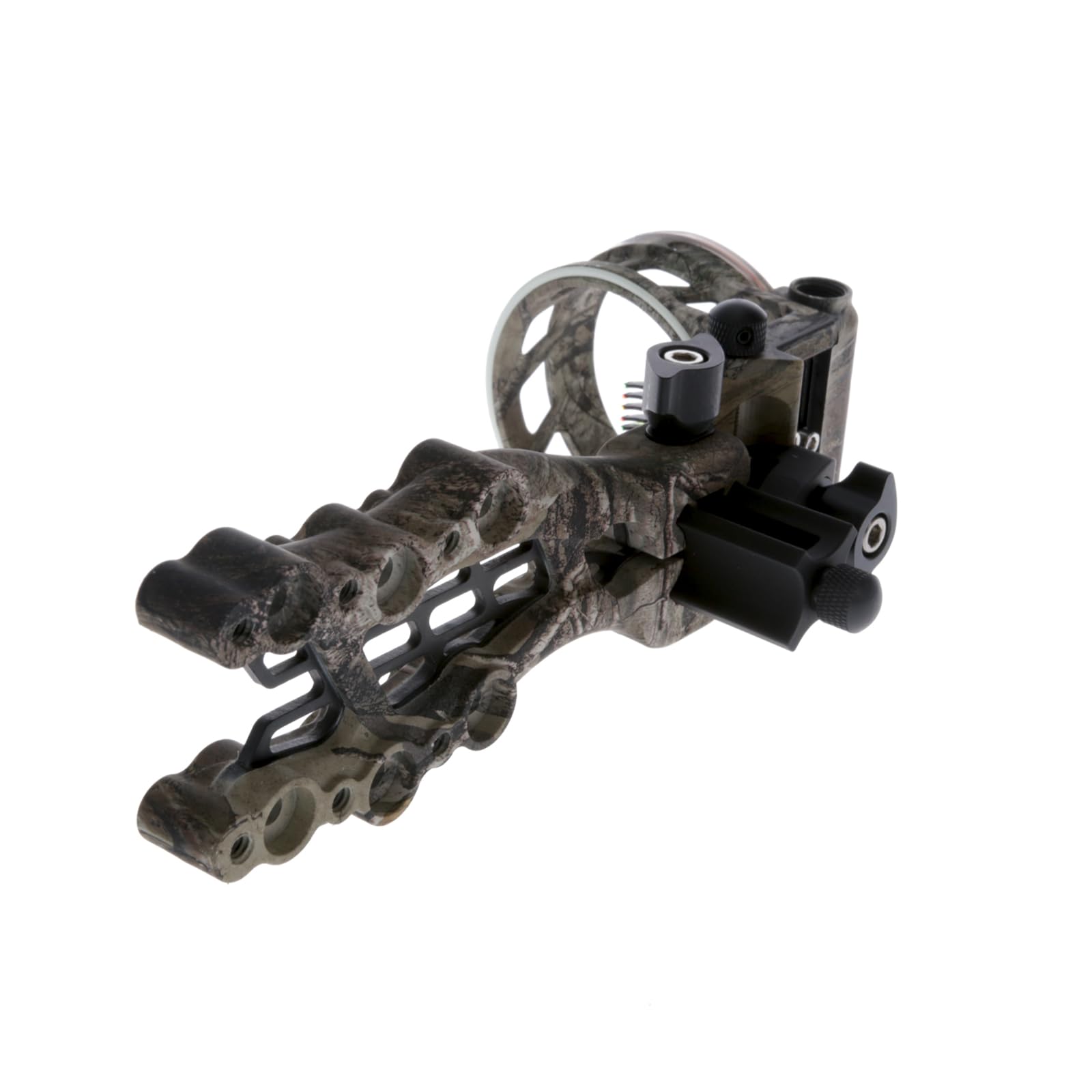 Carbon TRUGLO Hybrid 5-Pin Durable Ultra-Lightweight Micro-Adjustable Bow Sight with Large Circular Field of View, Toolless Micro Adjustment, Real-Tree Camo