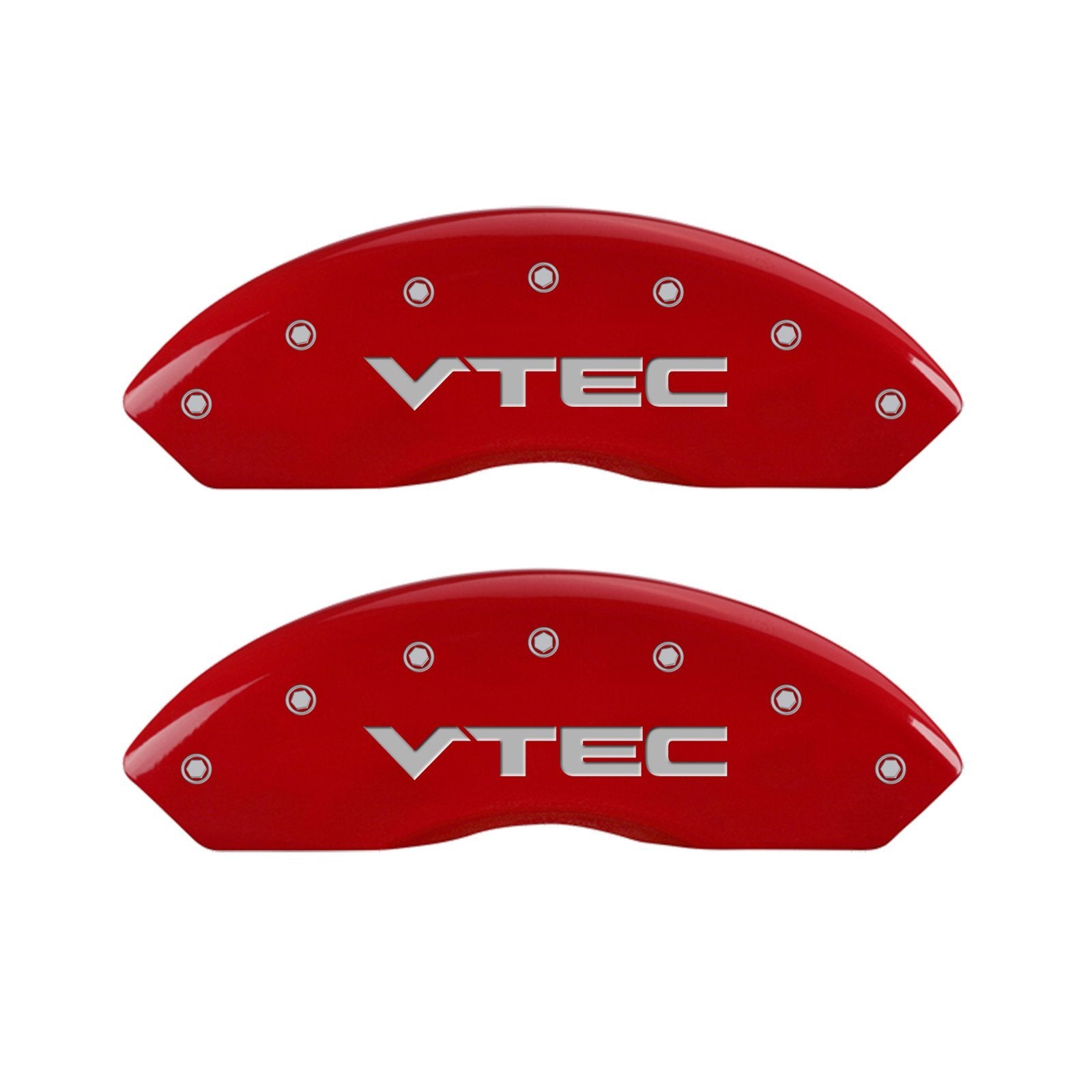 MGP Caliper Covers Red Powder Coat Finish 20199SVTCRD Front and Rear Caliper Cover, Set of 4 (Vtech Silver Characters, Engraved)