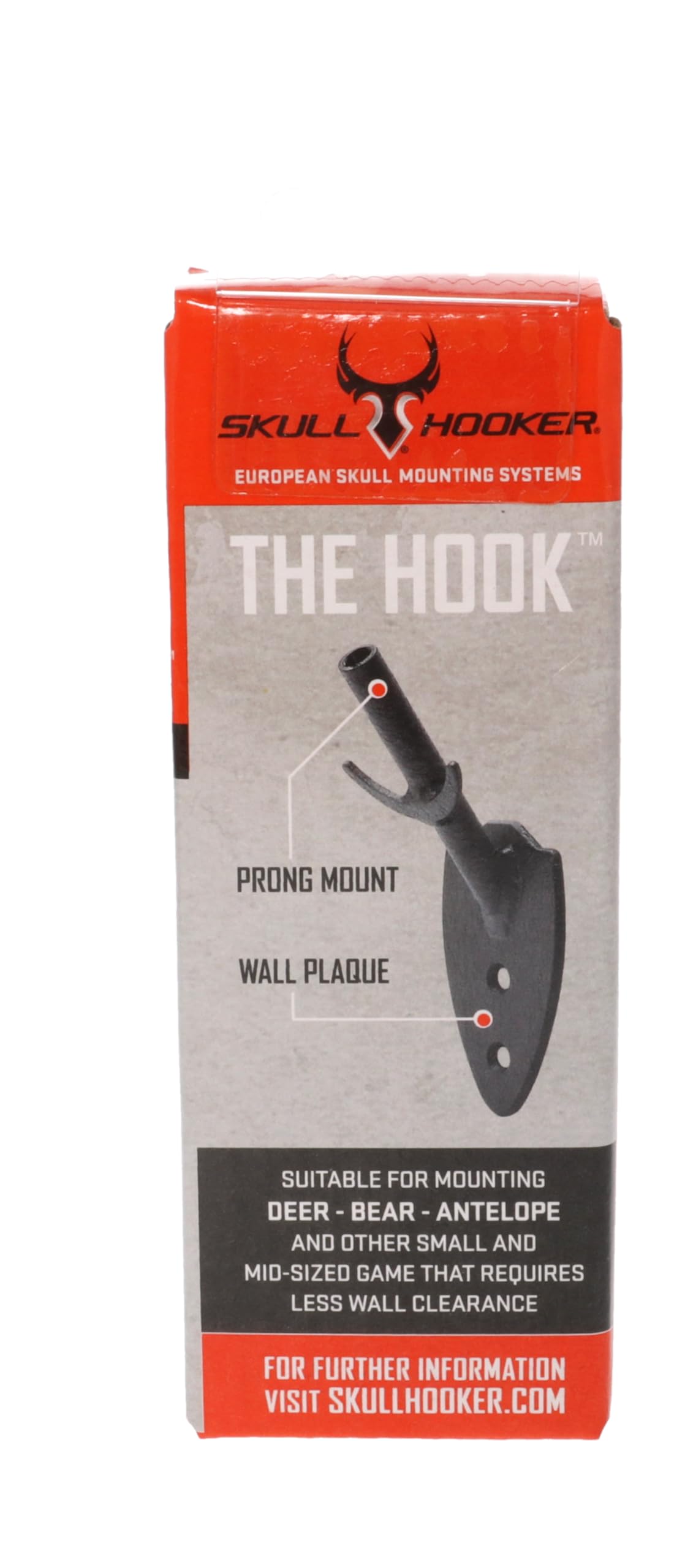 Skull Hooker Big Game Hook Powder-Coated Steel Flush Display Wall Mount, Mounts Bear, Deer & Antelope Specie Skulls, Black