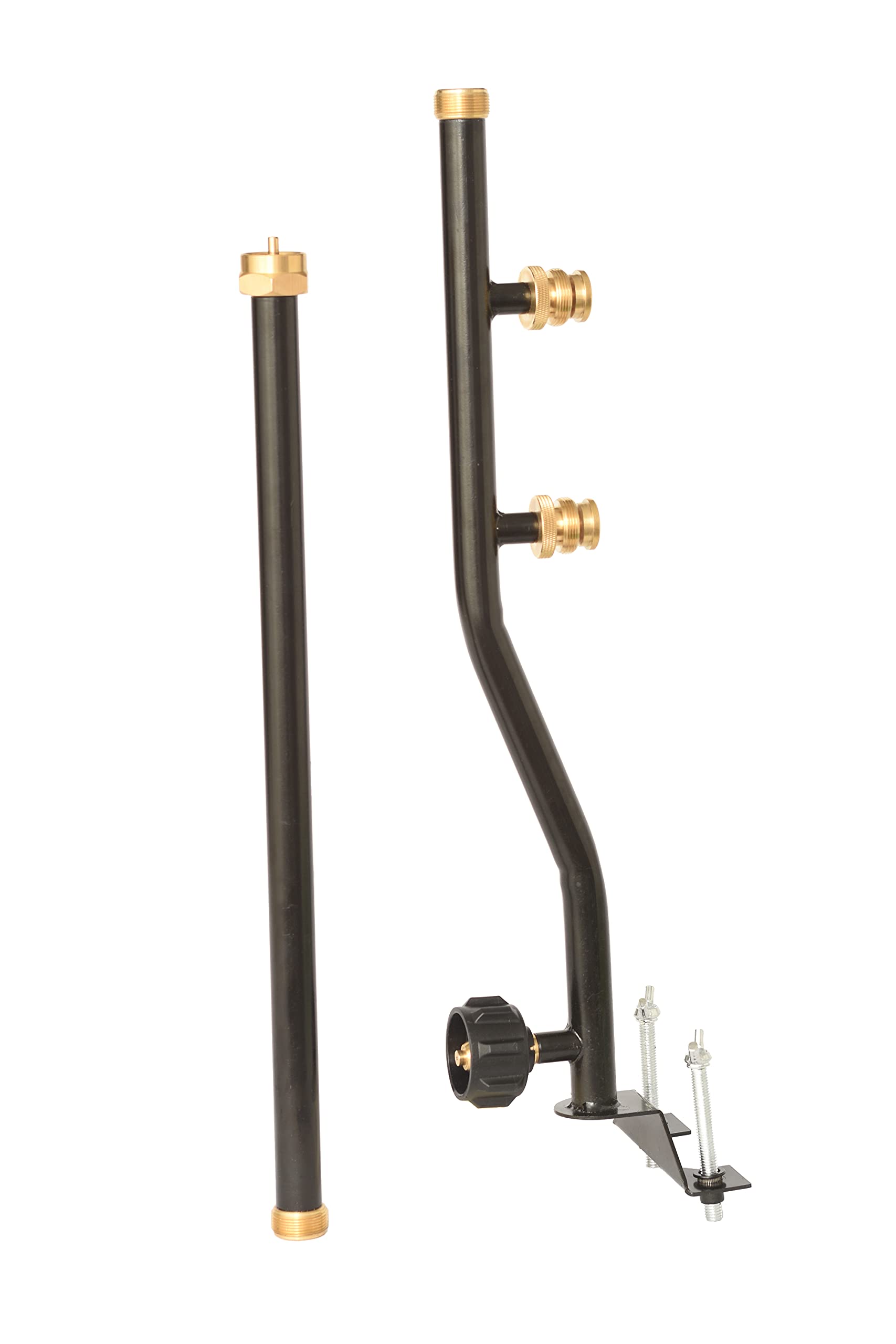 Flame King 3 Outlet Adapter FK-DP2PC 20 to 1LB Propane Distribution Post Pole Tree Stem Stand for Stove, Lanterns, and Camping, Black