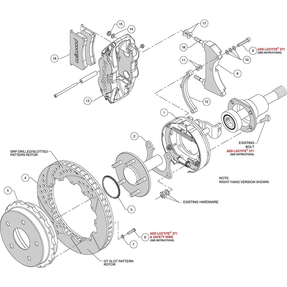 Rear P-Brk Kit, FNSL4R, 12.88", Drilled