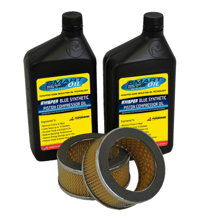 1-5 YR Warranty EMAX Compressor Filter Maintenance Kits for 5hp - 10hp Compressors, Includes (2) Quarts of Synthetic OIL004 and (2) Air FILTER057 (8) Silencer FILTER107
